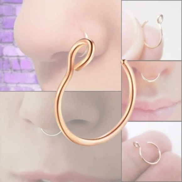 SINGLE Fake Nose Ring Cuff - Rose Gold - Picture 1 of 7